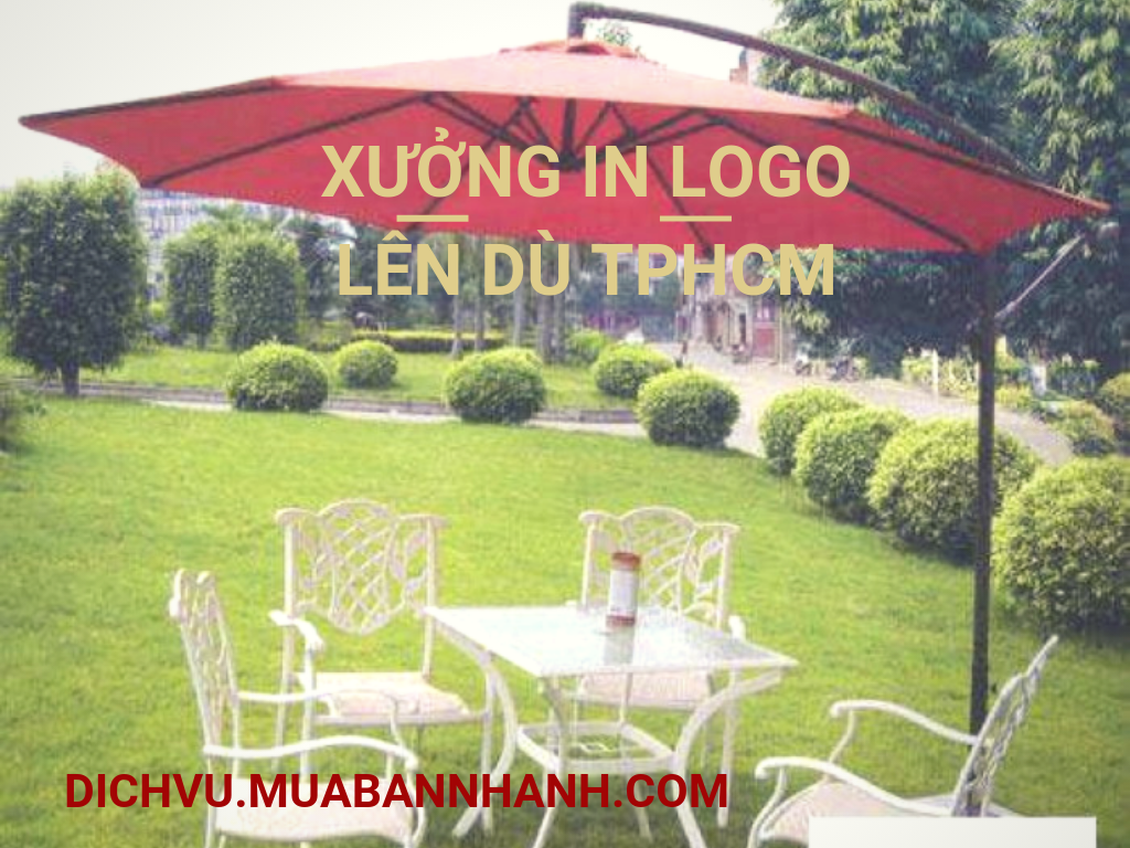 Xưởng in logo lên ô dù lệch tâm quán cafe che nắng ngoài trời sân vườn TPHCM