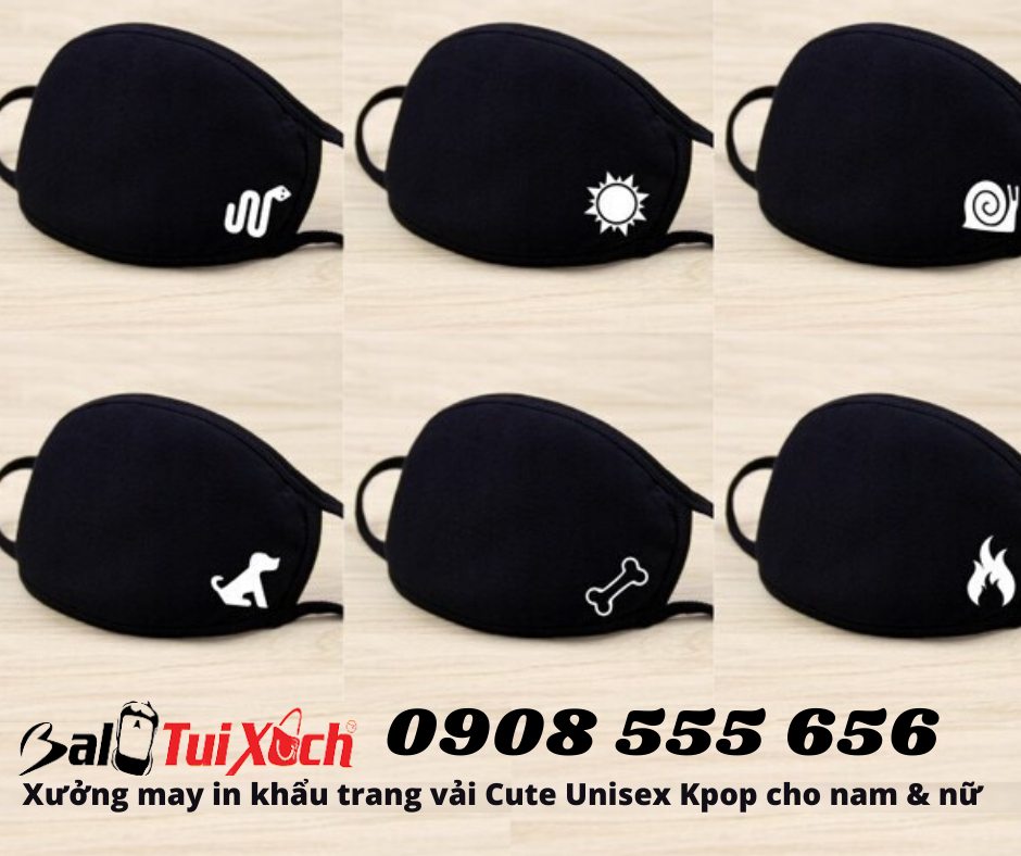 Xưởng may in khẩu trang vải Cute Unisex Kpop cho nam & nữ