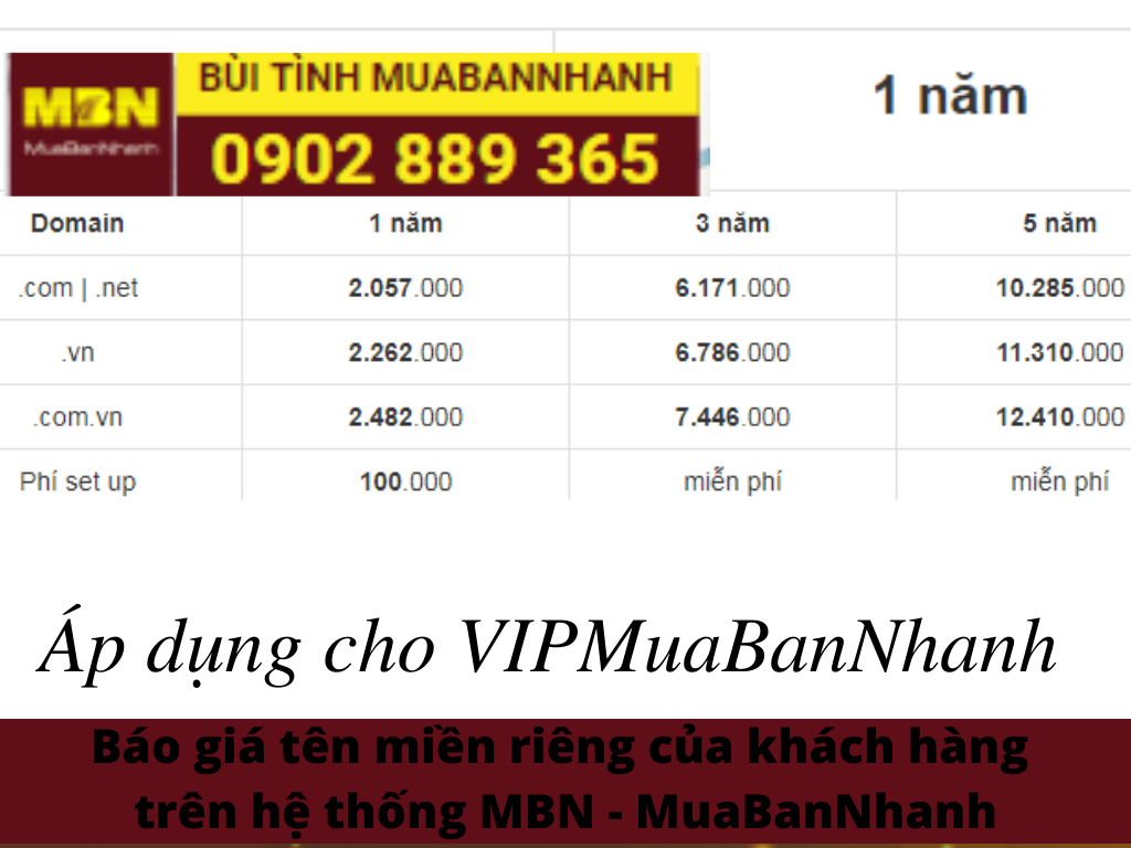 Báo giá domain VIP MuaBanNhanh