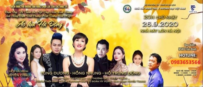 Bán vé đêm nhạc Áo lụa Hà Đông - Hồng Nhung, Tùng Dương ngày 26/9/2020