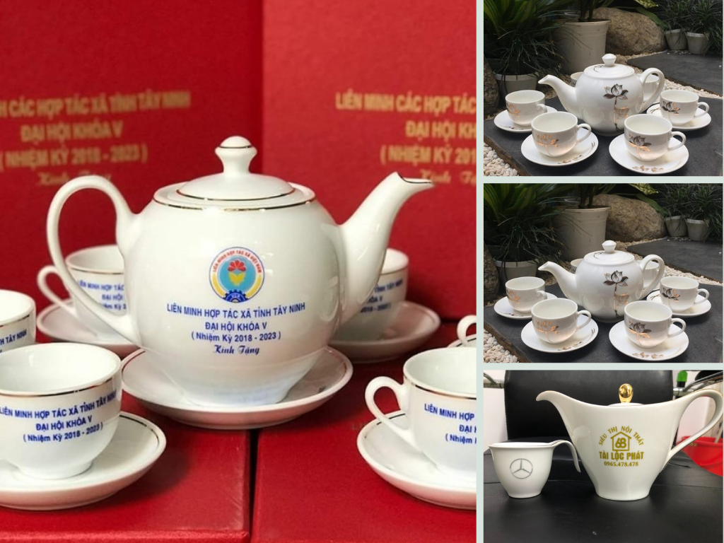 Báo giá in ấm chén quà tặng - bộ ấm chén, bộ ấm trà quà tặng in logo giá rẻ siêu đẹp từ TPHCM