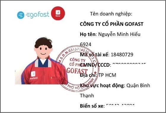 In thẻ tên Shipper GoFast - Thẻ nhựa theo mẫu công ty | In Kỹ Thuật Số Since 2006